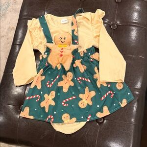 Gingerbread and Candy Cane Baby Dress Size 12-18 months